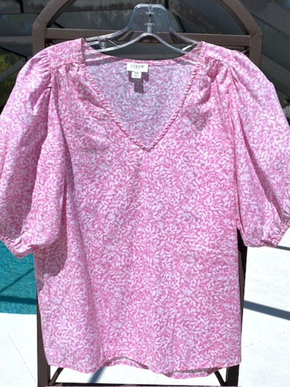 J. Crew Womens Floral Top Cotton Pink Blouse XS
